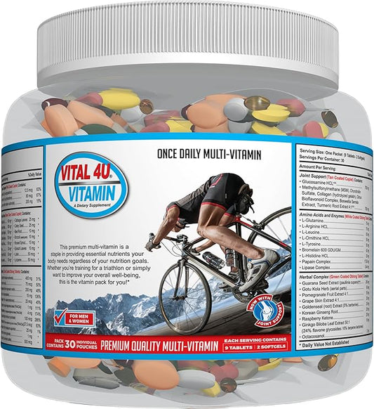 VITAL 4U® Vitamin - Premium Multivitamin for Men and Women | Supports Immune System, Energy, Heart Health, and Body Functions Plus Sports Nutrition with Joint Support - 30 Servings