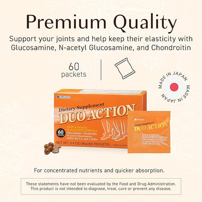 Umeken Duo Action, Infused with MSM + BCAA Herbal Formula, Chondroitin & Glucosamine Nutritional Supplements, Every Box Contains 60 Packets, Pack of 1, 1 Month Supply