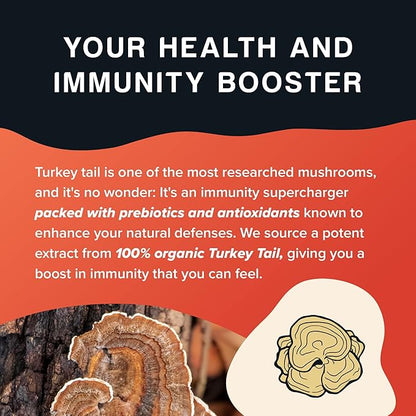 Rising Tide Turkey Tail Mushroom [4 OZ] Immunity Boosting Organic Mushroom Powder Packed with Prebiotics and Antioxidants - Nourishing, Highly Concentrated Mushroom Supplement - Vegan