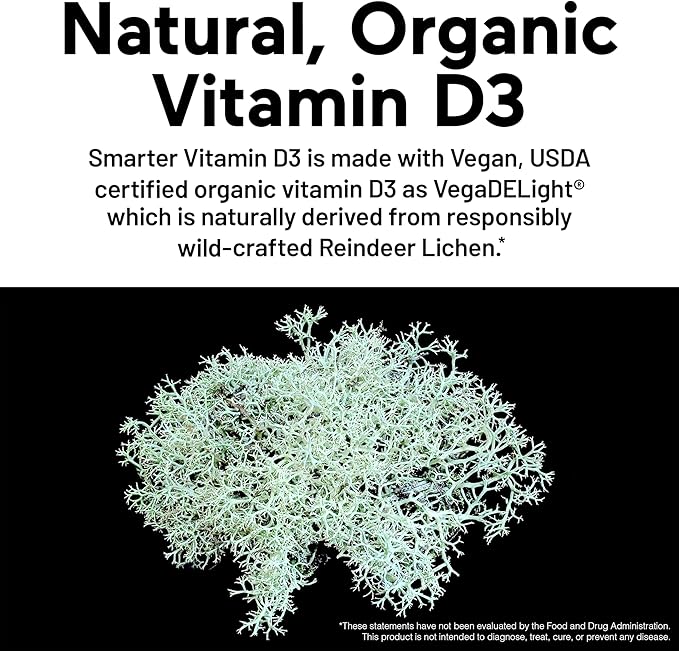 Smarter Nutrition Vegan Vitamin D3 5000 IU + Vitamin K2 1100 mcg with Organic Coconut & Olive Oil - D3 K2 Supplement for Immune Support & Bone Health in a Vegan Softgels - 360 Count [180 Day Supply]