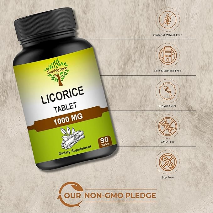 1000 mg Licorice Chewable Tablets | Digestive Support & Relief for Men & Women | Herbal Supplement for Heartburn and Upset Stomach | Non-GMO, Gluten Free | 90 Tablets, 45 Days Supply