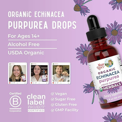 MaryRuth Organics Herbal Supplement Drop | Immune Support | USDA Echinacea Purpurea Liquid | Immune Support | Skin Health | Vegan | Non-GMO | Gluten Free | 1 Fl Oz