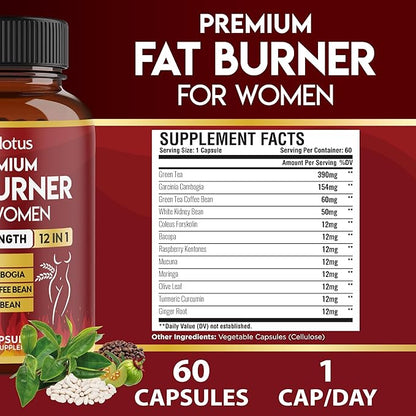 Premium Weight Loss Pills for Women, 2 Months Supply, The Best Belly Fat Burners for Women and Men, Metabolism Booster, Energy Pills, Highest Potency with Green Tea Extract 98%