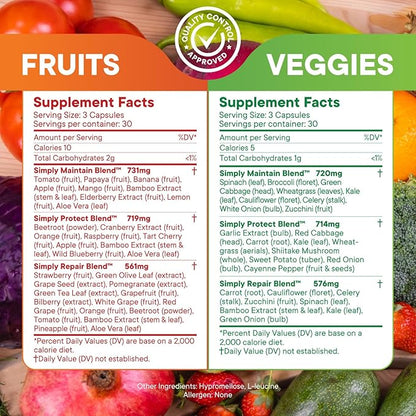 Simply Nature's Pledge -Packed with 42 Different Fruits & Vegetables - Made with Whole Food Superfoods - with Aloe Vera – 100% Soy Free - 90 Count (Pack of 2)