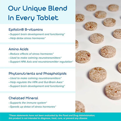 CalmOne Dietary Supplement for Adults & Children - Natural Calm to Balance The Gut, Brain & Nervous System - Fast Support for Anxiousness, Overwhelm, Sleep & Relaxation - 60 Chewable Tablets
