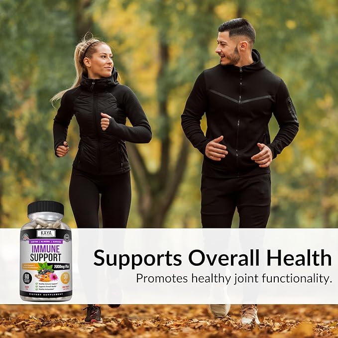 Kaya Naturals Elderberry Immune Support, Elderberry with Zinc and Vitamin C for Adults Vitamins, Probiotics & Turmeric 1000mg Immune System Booster Sambucus Capsules - 60 Count