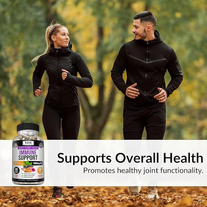 Kaya Naturals Elderberry Immune Support, Elderberry with Zinc and Vitamin C for Adults Vitamins, Probiotics & Turmeric 1000mg Immune System Booster Sambucus Capsules - 60 Count