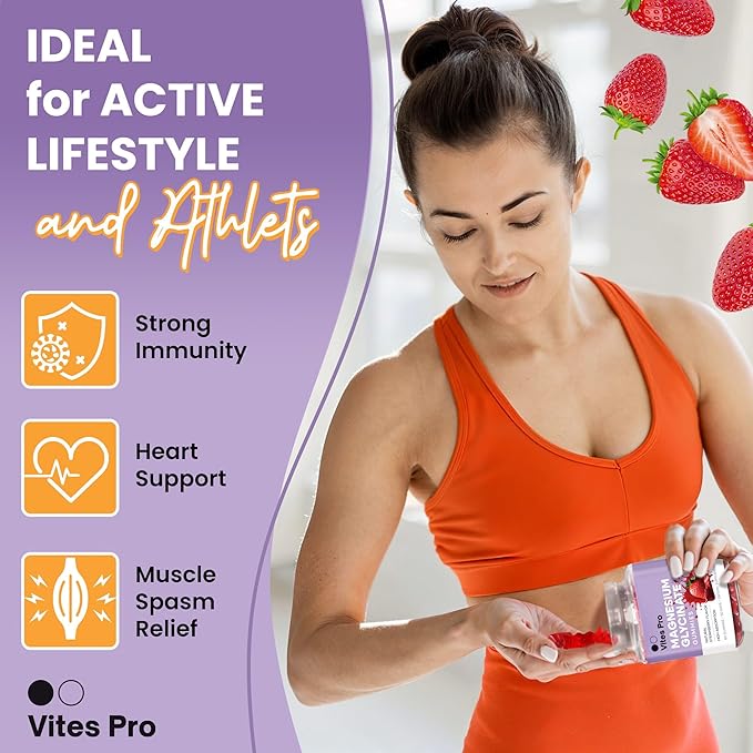 Magnesium Glycinate Gummies – Magnesium Complex, Chewable Supplement, Calm Support, Promotes Sleep & Relaxation, Muscle Recovery, Threonate, for Adults – Strawberry Flavor, 60 Count, 30-Day