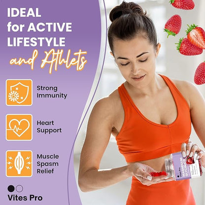 Magnesium Glycinate Gummies – Magnesium Complex, Chewable Supplement, Calm Support, Promotes Sleep & Relaxation, Muscle Recovery, Threonate, for Adults – Strawberry Flavor, 60 Count, 30-Day