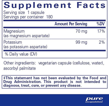 Pure Encapsulations Potassium Magnesium (Aspartate) | Supplement to Support Heart, Muscular, Bone, and Nerve Health* | 180 Capsules