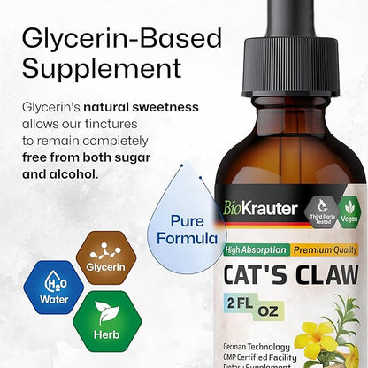 BIO KRAUTER Lemon Balm Tincture 2 Fl. Oz. & Cat's Claw Tincture 2 Fl. Oz.
