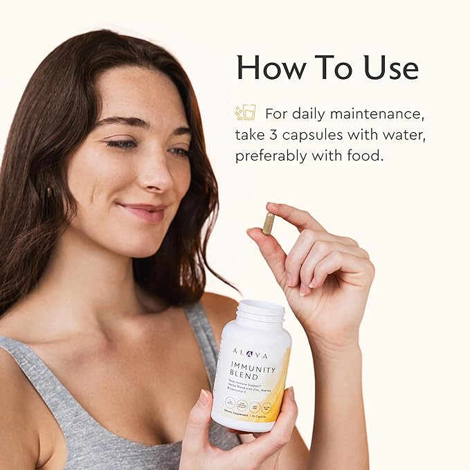 Alaya Naturals Immunity Blend - Advanced Immune Support with Vitamin C, Zinc, Elderberry, Garlic, Ginger, Morgina, Oregano and Astragalus: Support Immunity and Overall Health - 90 Capsules