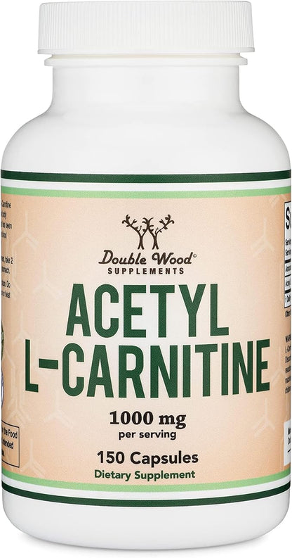 Acetyl L-Carnitine 1,000mg Per Serving, 150 Capsules (ALCAR for Brain Function Support, Memory, Attention, and Stamina) Acetyl L Carnitine That is Third Party Tested by Double Wood