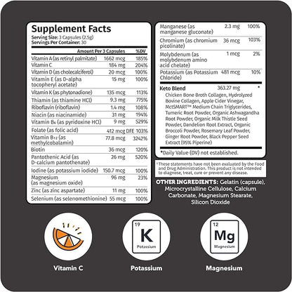 Vitamin Bounty Tune Your Keto Multivitamin – Keto-Specific Nutritional Support with Magnesium, Potassium, and MCT for Energy, Cramp Relief, and Nutrient Optimization, GLP-1 Support - 90 Capsules