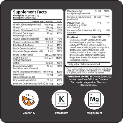 Vitamin Bounty Tune Your Keto Multivitamin – Keto-Specific Nutritional Support with Magnesium, Potassium, and MCT for Energy, Cramp Relief, and Nutrient Optimization, GLP-1 Support - 90 Capsules