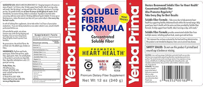 Yerba Prima Soluble Fiber Formula Powder, 12 Ounce - Premium Dietary Fiber Supplement, Natural, Concentrated Soluble Fiber, Gluten Free, Non-GMO, Made in USA