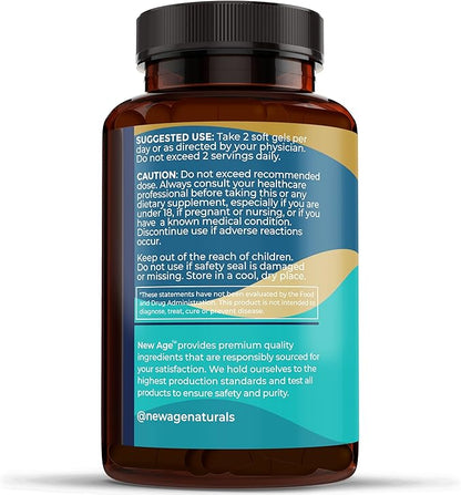 NEW AGE Omega 3 Fish Oil Supplement Immune & Health Support – Promotes Joint, Eye & Skin Health - Non GMO - EPA, DHA Fatty Acids Gluten Free (90 Softgels (Pack of 1))