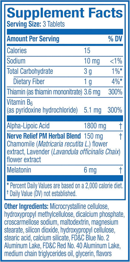 Nervive Nerve Relief PM, Alpha Lipoic Acid, Vitamin B12, B6, B1, 30 Tablets (Packaging May Vary)