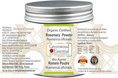 Pure Rosemary Powder (Rosmarinus officinalis) Organic Certified 100% Natural Therapeutic Grade 200gm (7.05 oz)