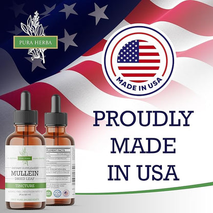 Mullein Tincture – Organic Mullein Drops for Lung Support & Respiratory Wellness – Made in The USA – 2 Fl Oz