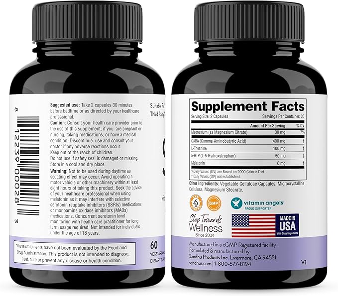 Sandhu's Magnesium Glycinate Lysinate Easy to Swallow 120 Capsules & Sleep 60 Capsules –Non-Habit Forming 5-in-1 Sleep Aid Supplement| Supports Restful Sleep, Muscle & Heart Health | Made in USA