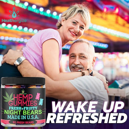 Hemp Gummies for Sleep-High Potency Calm Relaxation Night-Time, Peace and Relaxation, Fruity Gummy Bear Edibles, Good Mood, Restful Bedtime-Natural Hemp Oil Omega-Made in USA