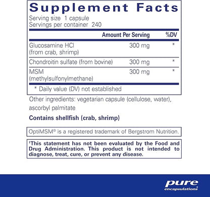 Pure Encapsulations Glucosamine Chondroitin with MSM - Supports Joint Health & Normal Cartilage Formation* - Maintains Enzyme Activity - Gluten-Free & Non-GMO - 240 Capsules