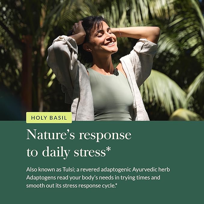 Gaia Herbs Holy Basil Leaf - Helps Sustain a Positive Outlook and Balance in Times of Stress - an Adaptogenic Ayurvedic Herb - 60 Vegan Liquid Phyto-Capsules (30-Day Supply)