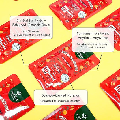 Korean Red Ginseng Prime Extract with 11mg Ginsenosides - Boost Energy, Memory & Immunity, 6-Year-Old Ginseng Drink for Circulation & Skin -30 Pouches (30mL *30)
