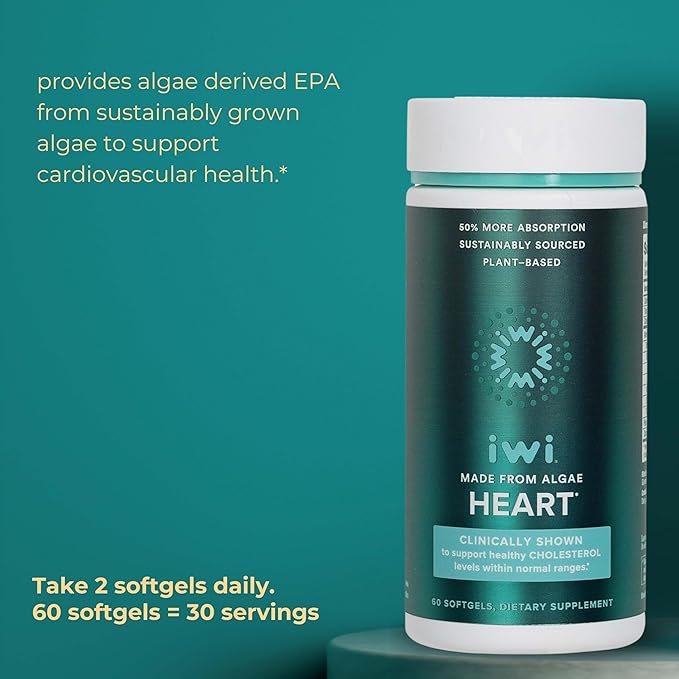 Iwi Omega-3 Minis & Heart Omega-3 Bundle, 30 Servings, Vegan Plant-Based Algae Omega 3, Krill & Fish Oil Alternative, No Fishy Aftertaste