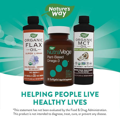 Nature's Way NutraVege Plant Based Omega-3, Heart Health and Eye and Brain Function*, 30 Vegan Softgels