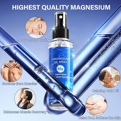 Pure Magnesium Oil Spray, 100Ml Topical Magnesium Spray Extra Strength, Organic Magnesium Oil Skin & Body Spray, Natural Magnesium Chloride Oil Spray for Feet