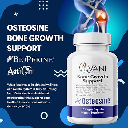 – Osteosine Bone Growth Support - Increase Bone Calcium Levels and Bone Strength - Enhanced Absorption with BioPerine and AstraGin - Gluten Free Bone Supplement - 30 Vegan Capsules