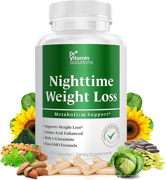 DR. Vitamin Nighttime Fat Burner Supplements - Appetite Suppressants for Weight Loss - Night-Time Fat Burner for Women and Men Supporting Sleep & Relaxation - Metabolism Booster Weight Loss Pills - 35