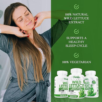 Wild Lettuce Extract – Herbal Sleep Supplement 1200mg, 4:1 Concentrated, Vegan Capsules, Soothes Discomfort, 120 Servings, 240 Count