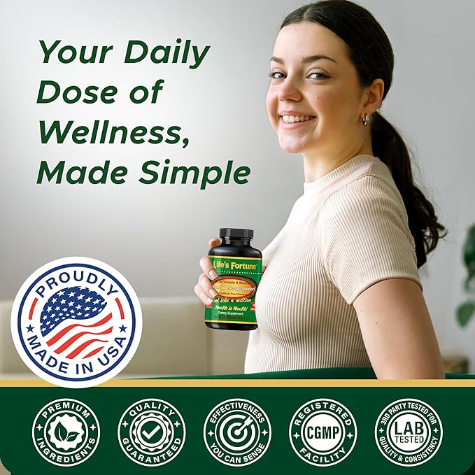 Life's Fortune Multivitamin & Mineral, All Natural Energy Source for Men & Women Supplying Whole Food Concentrates, Antioxidants, Amino Acids, Enzymes, Trace Minerals & More, 180 Count (Pack of 1)