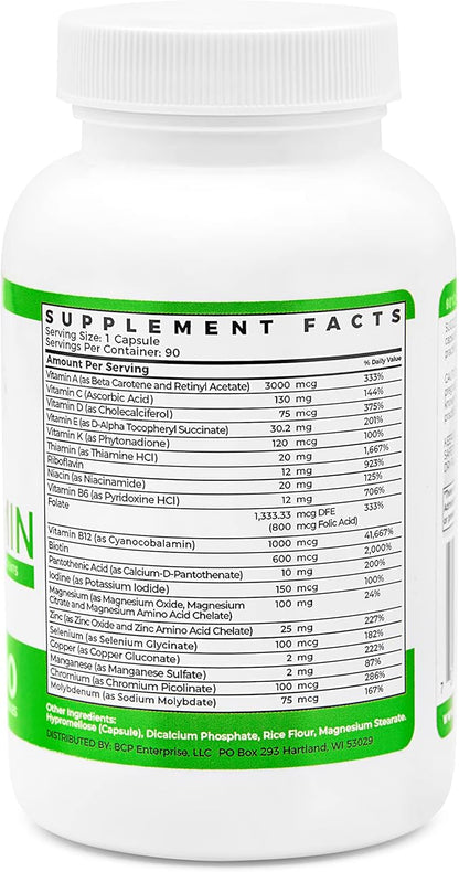 BariSlim Once Daily Bariatric Multivitamin Capsule - Iron-Free Formula - Bariatric Vitamin and Supplement for Post Surgery, Including Gastric Bypass and Gastric Sleeve | 90-Day Supply