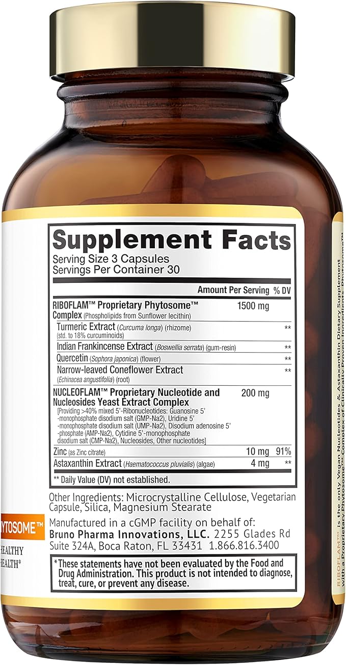 Riboflam, Clinically Proven Immune System Booster Ingredients, Healthy Inflammatory Response, Curcumin Phytosome, Nucleotides, 100% Vegan