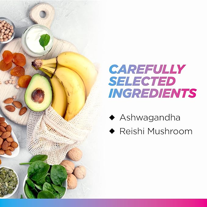 Livingood Daily De-Stress Relief Supplement, 60 Vegetarian Capsules - Reishi Mushroom & Ashwagandha Supplements Support Mood & Brain Function - Non-GMO, Gluten-Free, Allergen-Free, & Vegan