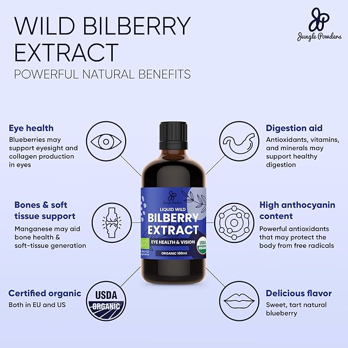 Wild Bilberry Extract for Eyes USDA Organic 3.4oz Blackcurrant Powder Bundle Freeze Dried Black Currant Extract for Smoothies
