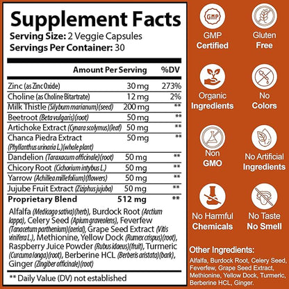 Liver Cleanse Detox & Repair - Milk Thistle Herbal Liver Support Supplement with Milk Thistle Dandelion Root & Zinc, Artichoke Extract for Liver Health, Active Liver Supplement, Liver Detox Pills 60