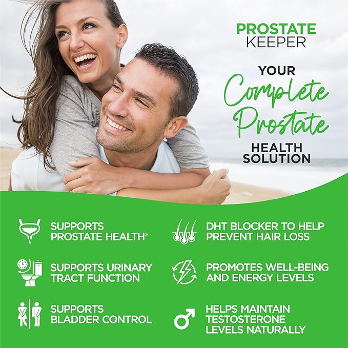 Prostate Support Supplement for Men with Saw Palmetto, Pygeum Bark, Pumpkin Seed and Zinc, Urinary Tract Health and Hair Growth, DHT Blocker and Bladder Control, 120 Capsules