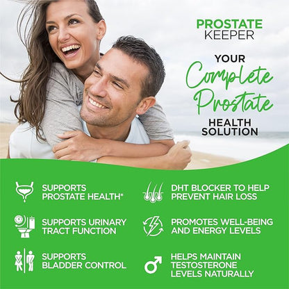 Prostate Support Supplement for Men with Saw Palmetto, Pygeum Bark, Pumpkin Seed and Zinc, Urinary Tract Health and Hair Growth, DHT Blocker and Bladder Control, 120 Capsules