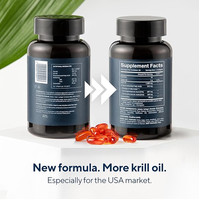 NFO Omega Krill Oil - Dual Marine Complex + Natural Antioxidant Astaxanthin | with Phospholipids | Premium Norwegian Formula 60 Capsules