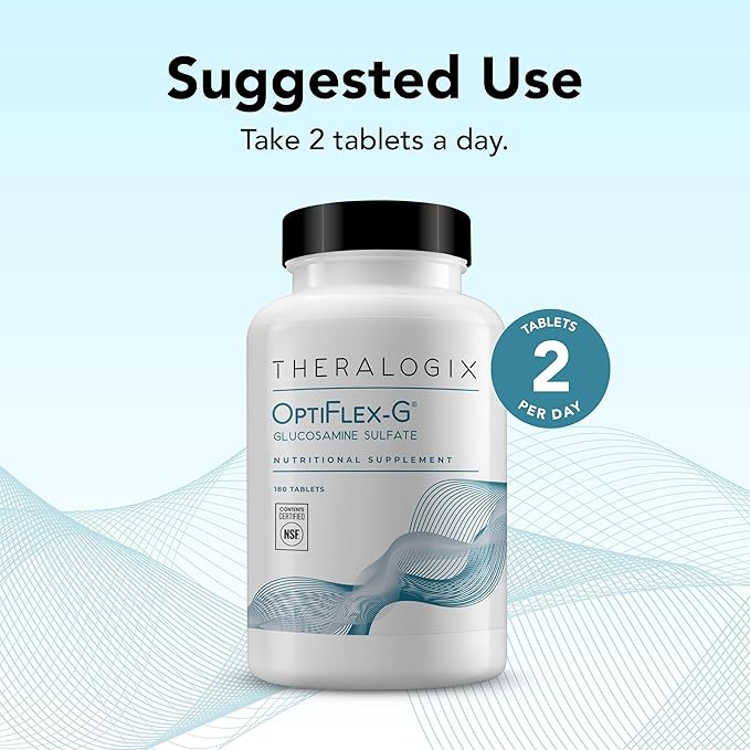 Theralogix OptiFlex-G Glucosamine Sulfate - 90-Day Supply - Joint Support Supplement - Supports Joint Health for Men & Women - Glucosamine Joint Supplement - NSF Certified - 180 Tablets