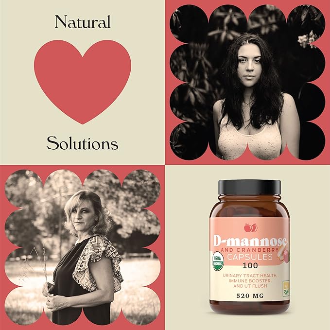 Complete Natural Products D-Mannose & Cranberry Capsules - 100 Capsules, 1040mg per Serving for Urinary Tract Health and UT Flush
