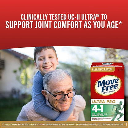 Move Free Ultra Pro with Quadruple Action Joint Support - Type 2 Collagen MSM Calcium Fructoborate & Manganese - Supports Joint Cartiliage Bone Connective Tissue, 120 Tablets (30 servings)