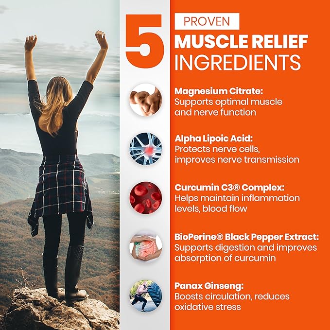 SaltWrap Mag 3D – Daytime (Non-Drowsy) Leg Cramp & Muscle Relief Support - Natural Supplement for Muscle and Nerve Health with Turmeric, Alpha Lipoic Acid & Magnesium