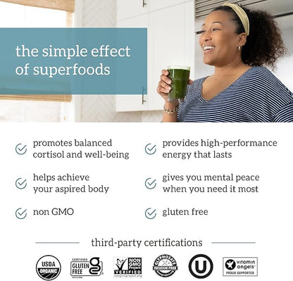 Organifi Green Juice - Powder Supplement with Organic Spirulina, Ashwagandha, and Chlorella - Helps Achieve Fitness Goals and Reduce Cortisol Levels, 30-Day Supply