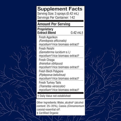 Host Defense MycoShield Throat Spray - Immune Health Support - Dietary Mushroom Supplement with Chaga, Reishi, Turkey Tail & More - On-The-Go Immune Support - Cinnamon Flavor, 2 fl oz (142 Servings)*